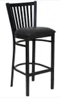 image of Atlanta Booth & Chair M103BS Slat Back Barstool, Wood Seat, Black Metal Frame, Footrest, Specify Upholstery