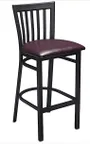 image of Atlanta Booth & Chair M104BS Slat Back Barstool, Wood Seat, Black Metal Frame, Footrest, Specify Upholstery