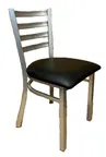 image of Atlanta Booth & Chair M105 Metal Outdoor Restaurant Chair, Silver Frame, Ladder Back, ABC Vinyl Seat