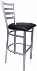 image of Atlanta Booth & Chair M105BS Metal Outdoor Bar Stool, Silver Frame, ABC Vinyl Ladder Back