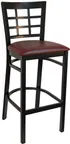 image of Atlanta Booth & Chair M290BS Semi Gloss Black Metal Outdoor Bar Stool with Window Pane Back