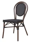 image of Atlanta Booth & Chair OD187 Stackable Outdoor Chair, Synthetic Bamboo, E-Coated Steel Frame, Textilene Mesh