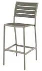 image of Atlanta Booth & Chair OD311BS-GREY Outdoor Barstool, Aluminum Silver Frame, Faux Teak Grey Slats, Armless