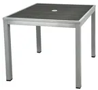 image of Atlanta Booth & Chair ODT3030-GREY 30x30 Square Outdoor Table, Aluminum Silver Frame, Faux Teak Grey Slats, 30H