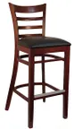 image of Atlanta Booth & Chair W101BS European Beech Wood Ladder Back Barstool with Footrest, Upholstery to be Specified