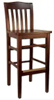 image of Atlanta Booth & Chair W104BS Wood Bar Stool, Bulldog Back, European Beech Wood Seat & Frame, Footrest, Upholstery to Specify