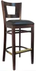image of Atlanta Booth & Chair W106BS European Beech Wood Barstool with Grid Back and Footrest