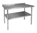 image of Klinger's Trading BSG2436 36" Open Base Work Table with Undershelf, 2" Backsplash / 18 Gauge Top