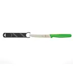 image of Mercer M33932GRB Bar Knife – 4-1/3" Serrated, Rounded Tip, Stainless Steel Blade, Green Handle, NSF