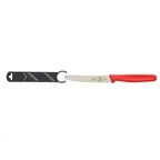 image of Mercer M33932RDB Bar Knife - 4-1/3" Serrated Edge, Steel Blade, Red Plastic Handle, NSF