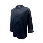 image of Thunder Group CJ304BK3XL - Men's Cuff Chef Jacket, Long Sleeve, 3X-Large, 65/35 Poly/Cotton, Black