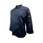 image of Thunder Group CJ406BKL - Chef Jacket Large French Cuffs Tapered Long‑Sleeve 65/35 Poly‑Cotton Black