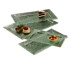 image of American Metalcraft BG2113 Glacier Rectangular Glass Platter, 21x13, Green, Rimmed, Bubble Glass