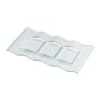 image of Steelite 6506G249 Rectangle Ripple Glass Platter, 12" x 6.75", 3 Compartments, Sold per Dozen