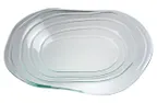 image of Steelite 6506G334 Glass Oval Platter, 10.25x13.5, Ripple Finish, 13 Size, Oval Shape, 8/Case