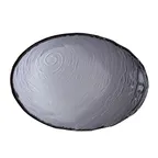 image of Steelite 6513G377 Oval Glass Serving Bowl, 19 Oz, 11.625" x 8.25", Gray Smoke Finish, Scape Glass, 6/Case