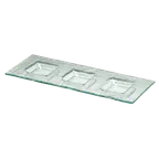 image of Steelite 6527B608 13" Rectangular 3-Compartment Creations Glass Plate, 13.5" x 5", Sold per Dozen