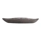 image of Steelite GS196695 18.375 Oval Glass Serving Bowl, 3.25 qt, Dark Grey Crackle Finish, 97 oz, Sold per Case