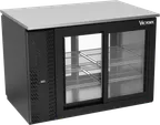image of Victory VBB48HC-F-GS-PT-B 48" Pass-Thru Back Bar Refrigerator, 15.139 cu. ft., 4 Sliding Glass Doors, Black Exterior, Stainless Steel Interior