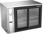 image of Victory VBB48HC-F-GS-S 48" Stainless Steel Back Bar Refrigerator, 15.139 cu. ft., 2 Sliding Glass Doors, LED Lighting