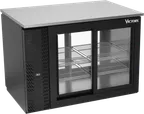 image of Victory VBB48HC-GS-PT-B 48" Pass-Thru Back Bar Refrigerator, 15.139 cu. ft., Black Exterior, Stainless Steel Interior, Sliding Glass Doors