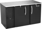 image of Victory VBB58HC-F-B 58" Back Bar Refrigerator, 17.8 cu. ft., 2 Solid Doors, Stainless Steel Top, Black Exterior, 115V