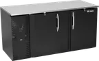 image of Victory VBB68HC-B 68" Back Bar Refrigerator, 21.984 cu. ft., 2 Solid Doors, Black Exterior, Stainless Steel Top