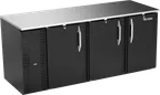image of Victory VBB78HC-B 78" Back Bar Refrigerator, 3-Section, 26.1 cu. ft., Black Exterior, Stainless Steel Top