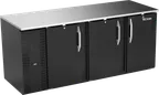 image of Victory VBB78HC-F-B 78" Back Bar Refrigerator, 3-Section, 26.1 cu. ft., Black Exterior, Stainless Steel Top & Interior