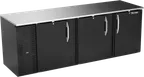 image of Victory VBB94HC-B 94" Back Bar Refrigerator, 3-Section, 32.768 cu. ft., Black Exterior, Stainless Steel Top