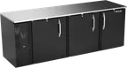 image of Victory VBB94HC-F-B 94" Back Bar Refrigerator, 3-Section, 32.768 cu. ft., Black Exterior, Stainless Steel Top, 3 Solid Self-Closing Doors