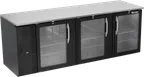 image of Victory VBB94HC-FG-B 94" Back Bar Refrigerator, 3-Section, 32.768 cu. ft., Black Exterior, Stainless Steel Interior, 3 Glass Doors