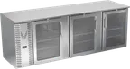 image of Victory VBB94HC-FG-S 94" Three-Section Back Bar Refrigerator, 32.768 cu. ft., Stainless Steel, 3 Glass Doors