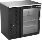 image of Victory VBBN36HC-G-B 36" Back Bar Refrigerator, 8.43 cu. ft., Black Exterior, Stainless Steel Interior, Glass Door