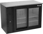 image of Victory VBBN48HC-F-GS-B 48" Back Bar Refrigerator, 2 Sliding Glass Doors, 12.56 cu. ft., Black Exterior, Stainless Steel Interior