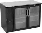 image of Victory VBBN48HC-FG-B 48" Back Bar Refrigerator, 12.56 cu. ft., 2 Glass Doors, Black Exterior, Stainless Steel Interior, 115V