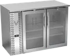 image of Victory VBBN48HC-FG-S 48" Stainless Steel Back Bar Refrigerator, 12.56 cu. ft., 2 Glass Doors, LED Lighting