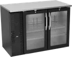 image of Victory VBBN48HC-G-B 48" Back Bar Refrigerator, 2-Door Glass, 12.56 cu. ft., Black Exterior, Stainless Steel Interior, 115V