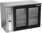image of Victory VBBN48HC-GS-S 48" Stainless Steel Back Bar Refrigerator, 12.56 cu. ft., 2 Sliding Glass Doors, 115V