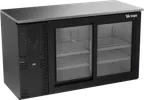 image of Victory VBBN58HC-F-GS-B 58" Back Bar Cooler, 14.8 cu. ft., 2 Sliding Glass Doors, Black Exterior, Stainless Steel Interior