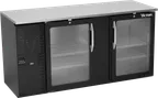 image of Victory VBBN68HC-FG-B 68" Back Bar Refrigerator, 18.24 cu. ft., 2 Glass Doors, Black Exterior, Stainless Steel Interior