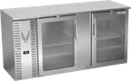 image of Victory VBBN68HC-FG-S 68" Stainless Steel Back Bar Cooler, 18.24 cu. ft., 2 Glass Doors, LED Lighting