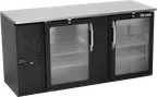 image of Victory VBBN68HC-G-B 68" Back Bar Refrigerator, 18.24 cu. ft., 2 Glass Doors, Black Exterior, Stainless Steel Interior