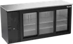 image of Victory VBBN72HC-F-GS-B 72" Back Bar Cooler, 3 Sliding Glass Doors, Black Exterior, Stainless Steel Interior, 19.618 cu. ft.