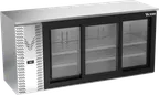 image of Victory VBBN72HC-F-GS-S 72" Stainless Steel Back Bar Cooler, 3 Sliding Glass Doors, 19.6 cu. ft., 115V