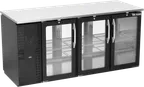 image of Victory VBBN72HC-G-PT-B 72" Pass-Thru Back Bar Refrigerator, 19.618 cu. ft., 6 Glass Doors, Black Exterior, Stainless Steel Interior