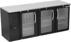 image of Victory VBBN78HC-FG-B 78" Back Bar Refrigerator, 3-Section, 21.7 cu. ft., Black Exterior, Stainless Steel Interior, Glass Doors