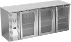 image of Victory VBBN78HC-FG-S 78" Three-Section Back Bar Cooler, Stainless Steel, 21.7 cu. ft., Glass Doors