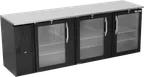 image of Victory VBBN94HC-FG-B 94" Back Bar Cooler, 3-Section, 27.2 cu. ft., Black Exterior, Stainless Steel Top, 3 Glass Doors