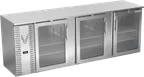 image of Victory VBBN94HC-FG-S 94" 3-Door Back Bar Refrigerator, 27.191 cu. ft., Stainless Steel, 3 Self-Closing Glass Doors, LED Lighting